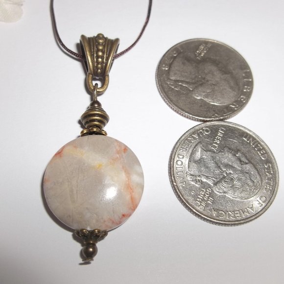 Necklace, Boho Necklace, Boho Jewelry, Faux Jasper Necklace, Gray Necklace, 7658 - Picture 4 of 10